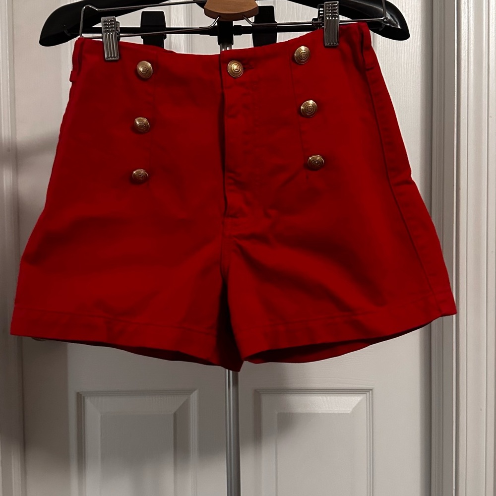Zara Red High Waist Shorts